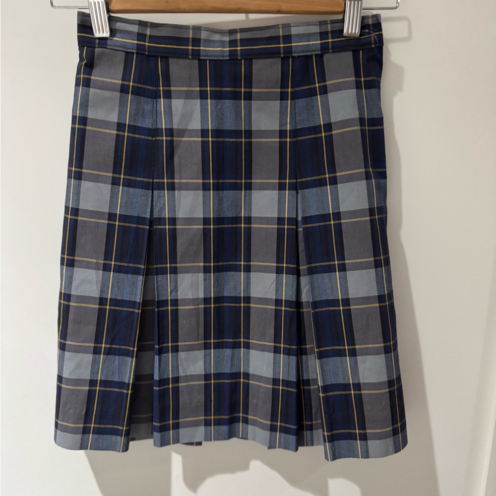 Plaid/Tartan Navy, Dusty Blue and Grey Skirt (Vintage)